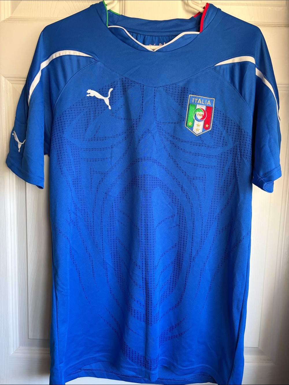 Puma Blue Italy National Team Soccer Jersey with Crest